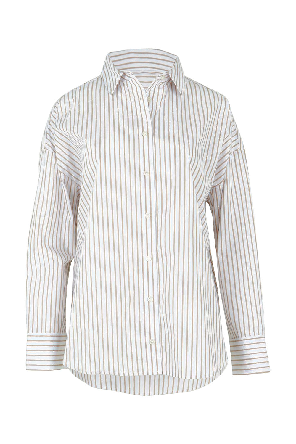 Product shot of the Artemis Cotton Shirt in colour Beigelurex, from the front