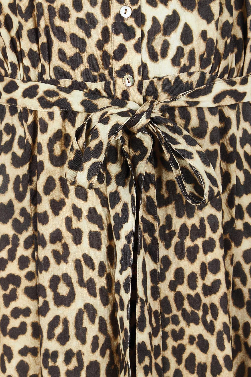 Product shot of the Lisa Leopard Shirt Dress in colour Leopard, detail