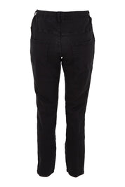 Product shot of the Harlow Denim Jogger in colour Blacklurex (Black), from the back