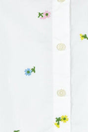 Product shot of the Floral Embroidered Cotton Shirt in colour Floral (White), detail