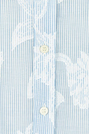 Product shot of the Lace Stripe Cotton Shirt in colour Lacefloral (Blue), detail
