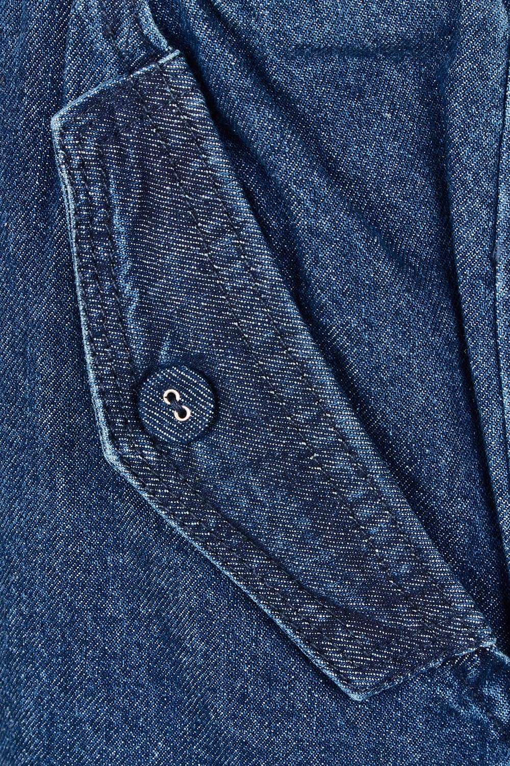 Product shot of the Lizbeth Denim Skirt in colour Bluewash (Blue), detail