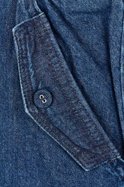 Product shot of the Lizbeth Denim Skirt in colour Bluewash (Blue), detail