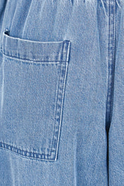 Product shot of the Quinn Cotton Jogger – Bluemed in colour Bluemed, showing detail