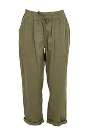 Product shot of the Quinn Cotton Jogger in colour Khaki (Green), from the front
