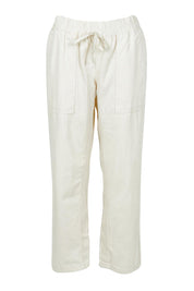 Product shot of the Quinn Cotton Jogger in colour White (White), from the front