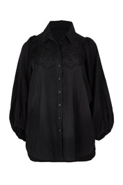 Product shot of the Rosalind Shirt in colour Black (Black), from the front
