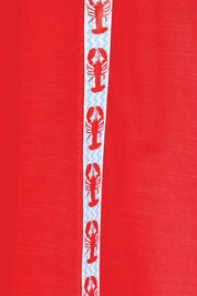 Product shot of the Sable Wide Leg Pant – Red in colour Red, showing detail