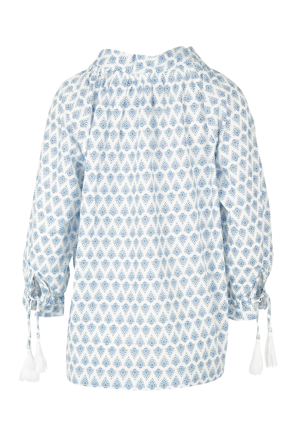 Product shot of the Charli Cotton Blouse in colour Blue (Blue), from the back
