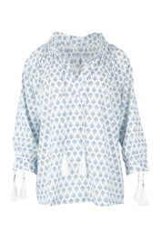 Product shot of the Charli Cotton Blouse in colour Blue (Blue), from the front