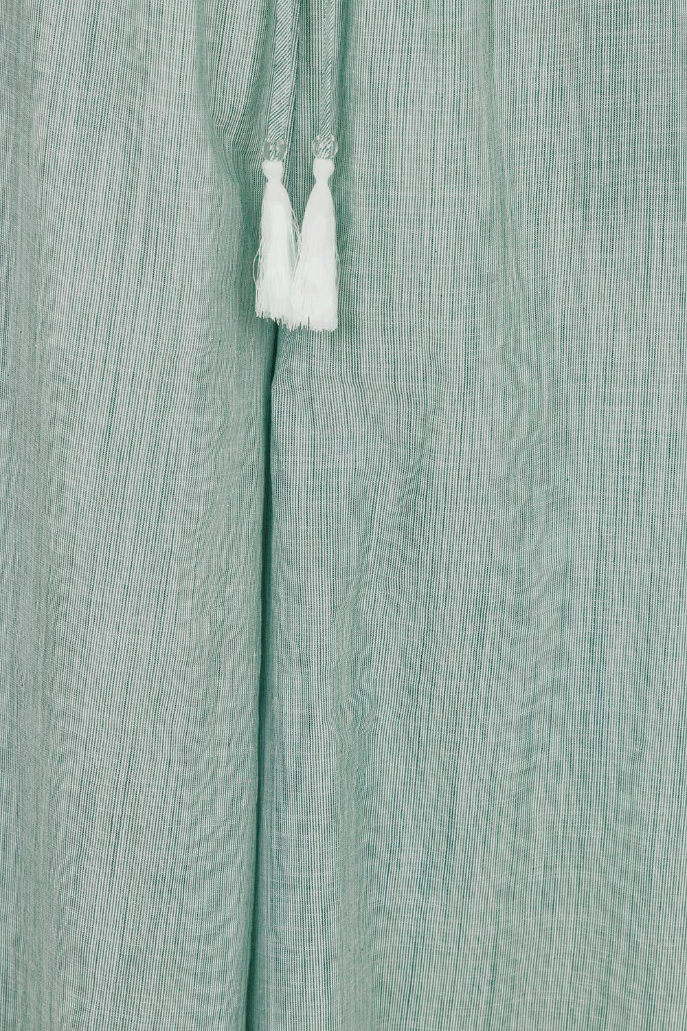 Product shot of the Tatum Cotton Wide Leg Pant in colour Green (Green), detail