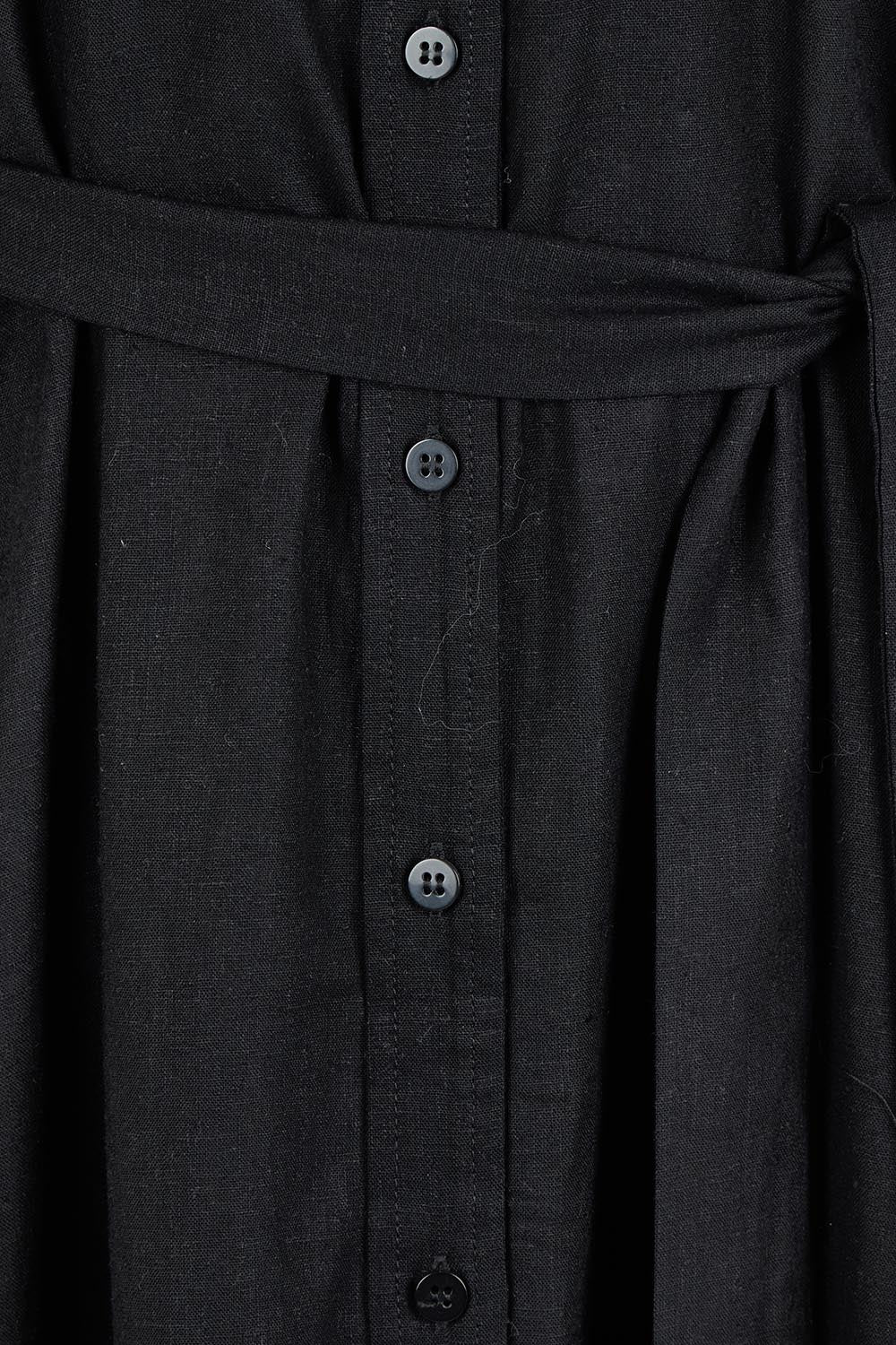 Product shot of the Angelina Linen Blend Dress in colour Black (Black), detail