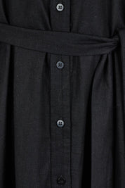 Product shot of the Angelina Linen Blend Dress in colour Black (Black), detail