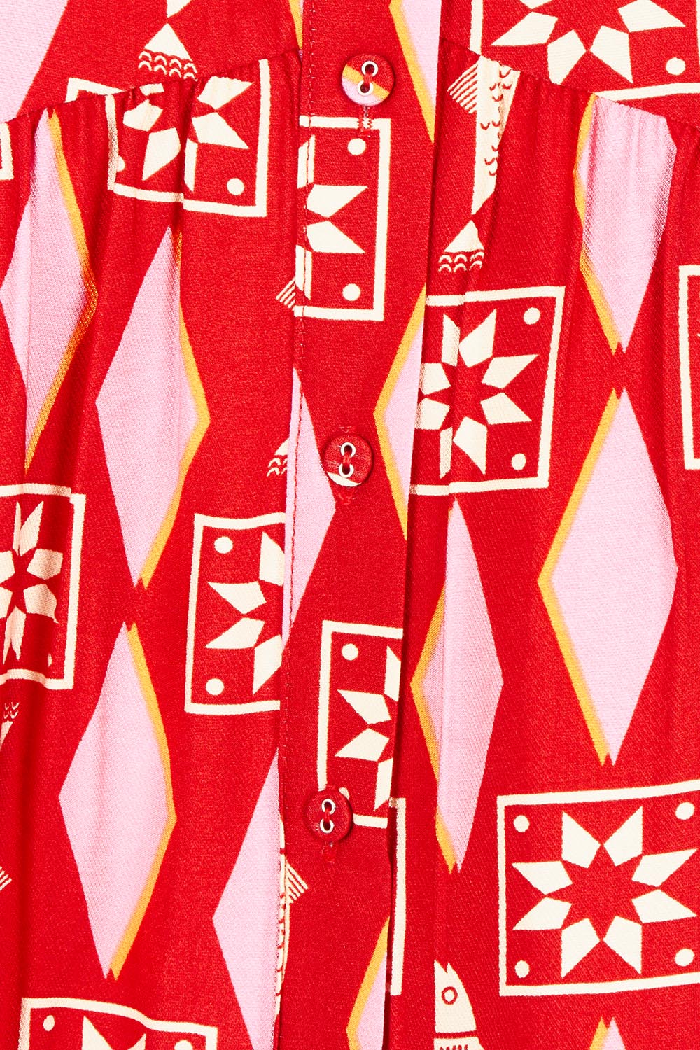Product shot of the Copacabana Shirt Dress in colour Sardinia (Red), detail
