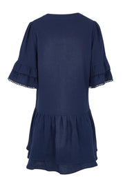 Product shot of the Malibu Cotton Dress in colour Navy (Blue), from the back