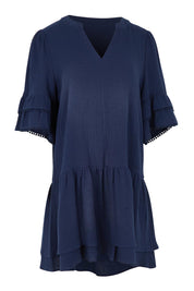 Product shot of the Malibu Cotton Dress in colour Navy (Blue), from the front