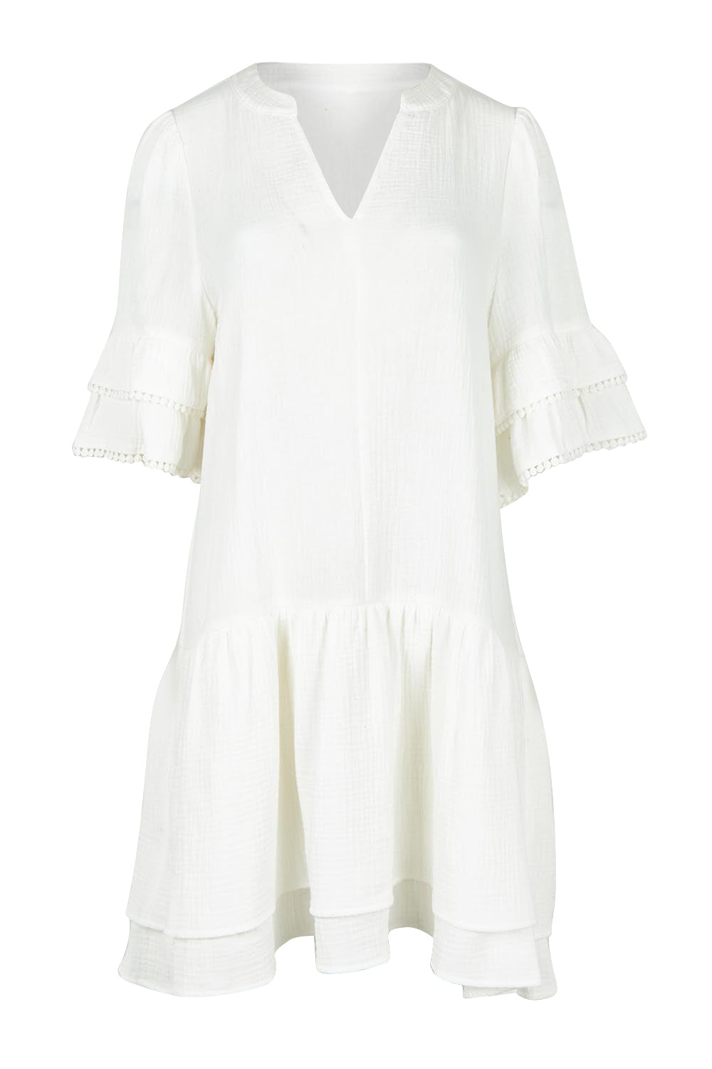 Product shot of the Malibu Cotton Dress in colour White (White), from the front