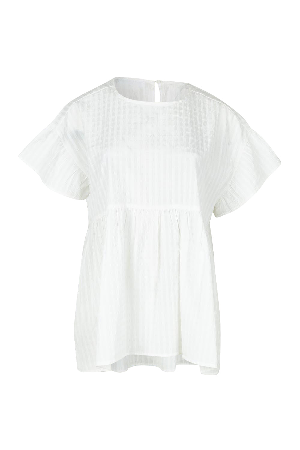 Product shot of the Poppy Cotton Blend Blouse in colour White (White), from the front