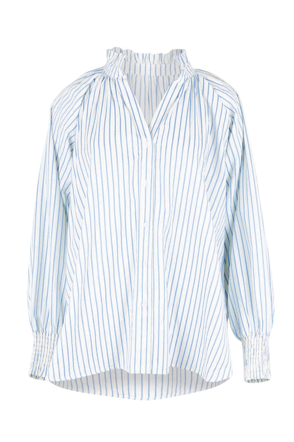 Product shot of the Romi Shirt – Blue in colour Blue, from the front