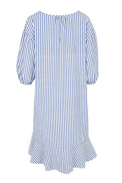 Product shot of the Livvy Cotton Blend Dress in colour Navystripe (Blue), from the back