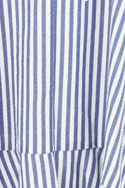 Product shot of the Livvy Cotton Blend Dress in colour Navystripe (Blue), detail