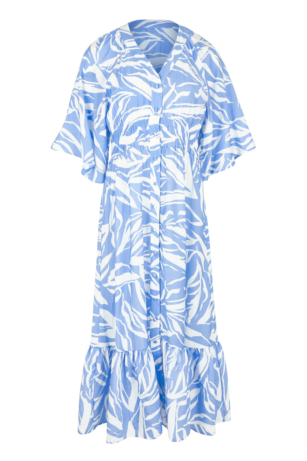 Product shot of the Moxie Dress in colour Blue (Blue), from the front