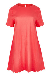 Product shot of the Dawn Shift Dress in colour Red (Red), from the front