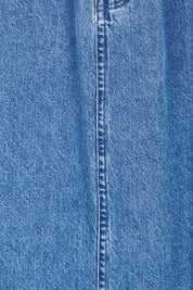 Product shot of the Solange Midi Denim Skirt – Medwash in colour Medwash, showing detail