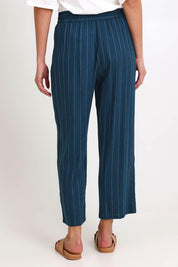 Model Madelinec wearing size 10 of the Palm Relax Pants – Teal in colour Teal, from the back
