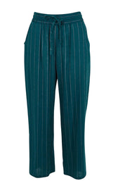Product shot of the Palm Relax Pants – Teal in colour Teal, from the front