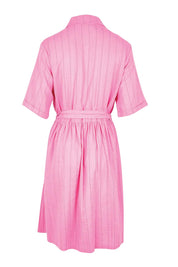 Product shot of the Palm Shirt Dress – Pinkteal in colour Pinkteal, from the back