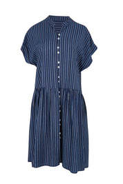 Product shot of the Sandy Dress – Blue in colour Blue, from the front
