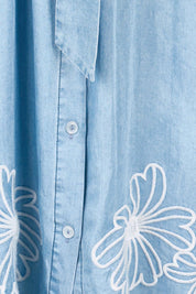 Product shot of the Emmy Shirt Dress – Midwash in colour Midwash, showing detail