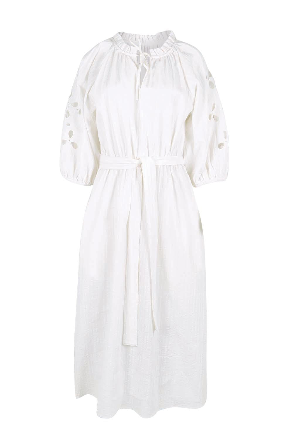 Product shot of the Nia Dress – White in colour White, from the front