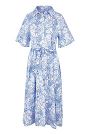 Product shot of the Lucy Shirt Dress – Blueshell in colour Blueshell, from the front
