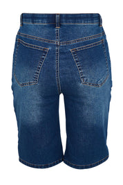 Product shot of the Bonnie Bermuda Denim Short in colour Blue (Blue), from the back