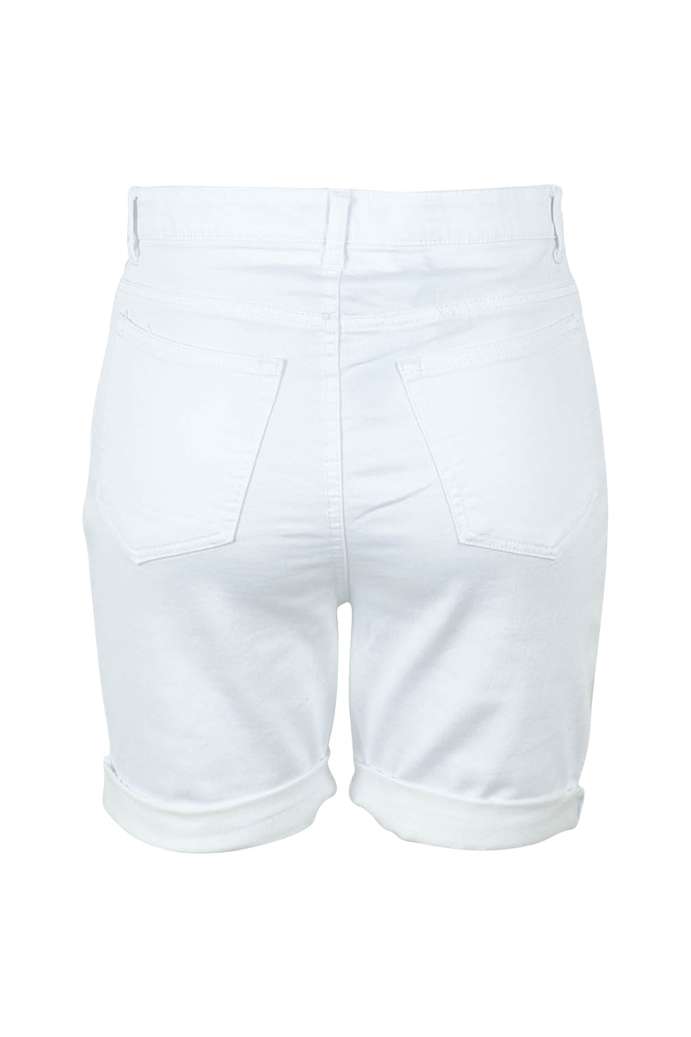 Product shot of the Bonnie Bermuda Denim Short in colour White (White), from the back