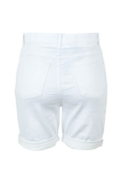 Product shot of the Bonnie Bermuda Denim Short in colour White (White), from the back