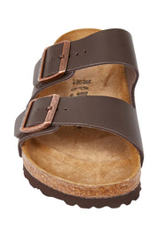 Product shot of the Arizona Leather Slide in colour Brown, detail