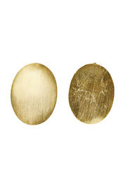 Product shot of the Brass Flat Oval Earrings in colour Goldbrass (Metallics), from the front