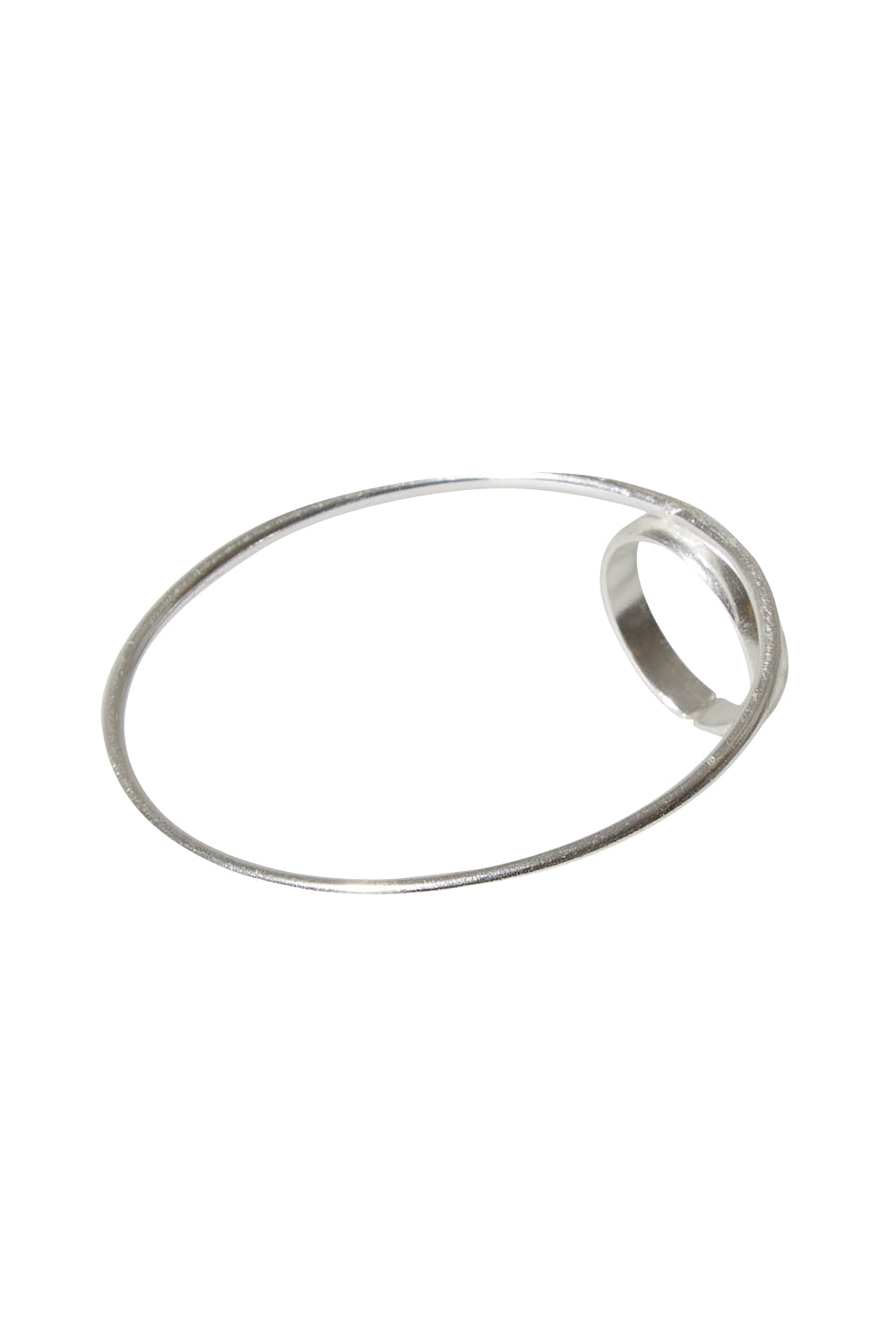Product shot of the Brass Oversize Circle Ring in colour Silvbrass (Metallics), from the front