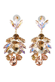 Product shot of the Glass Cluster Earrings in colour Champagne, from the front