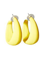 Product shot of the Coloured Hoop Earrings in colour Yellow, from the front