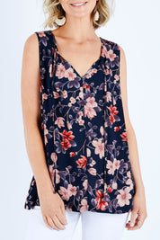 Preloved The V-Neck Tank - Navyprint