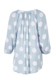 Product shot of The Stitch Detail Blouse in colour Chambspot (Blue), from the back