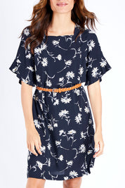 Preloved The Flutter Sleeve Shift Dress - Daisyprint