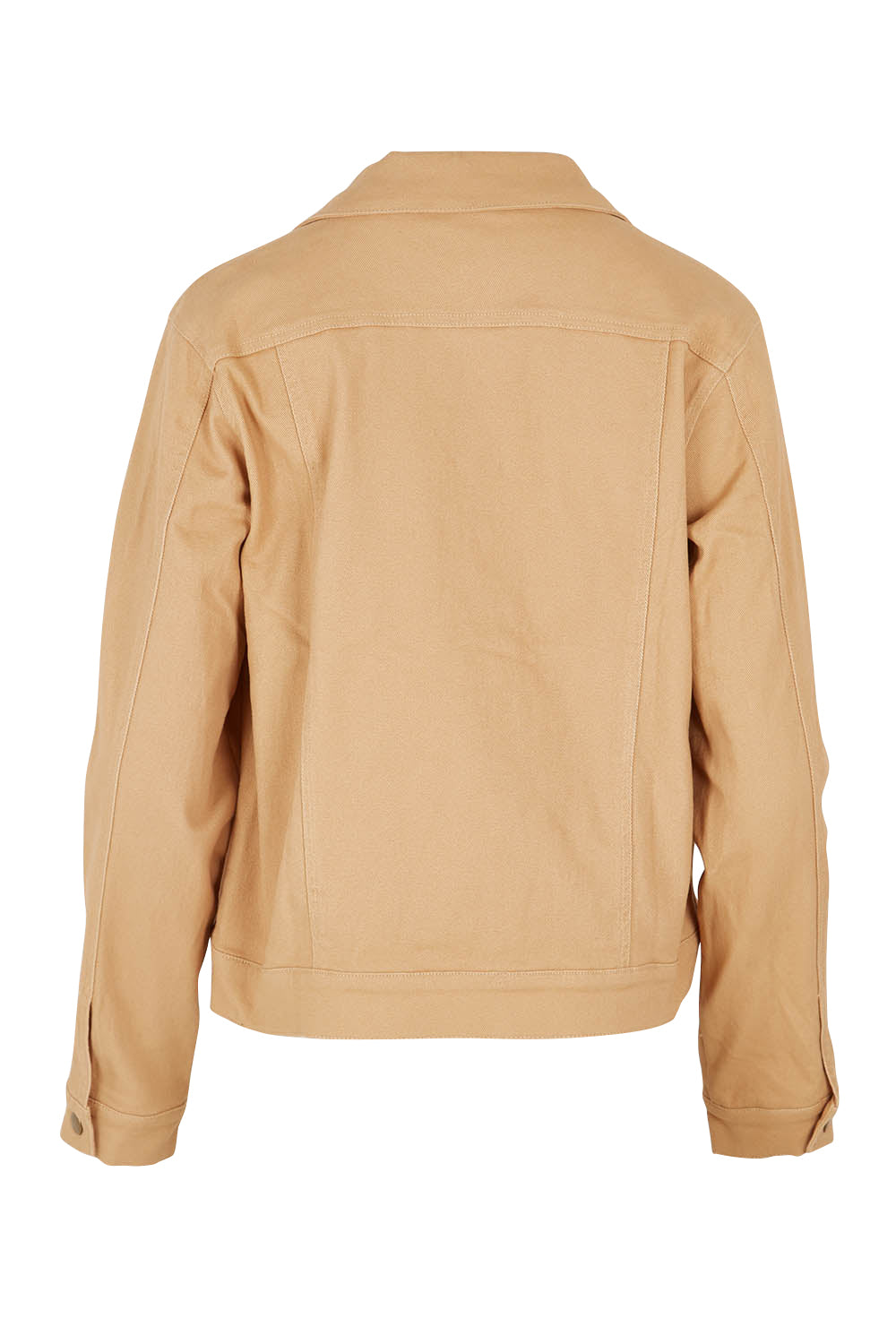 Product shot of The Denim Jacket in colour Biscuit, from the back