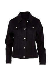 Product shot of The Denim Jacket in colour Black (Black), from the front