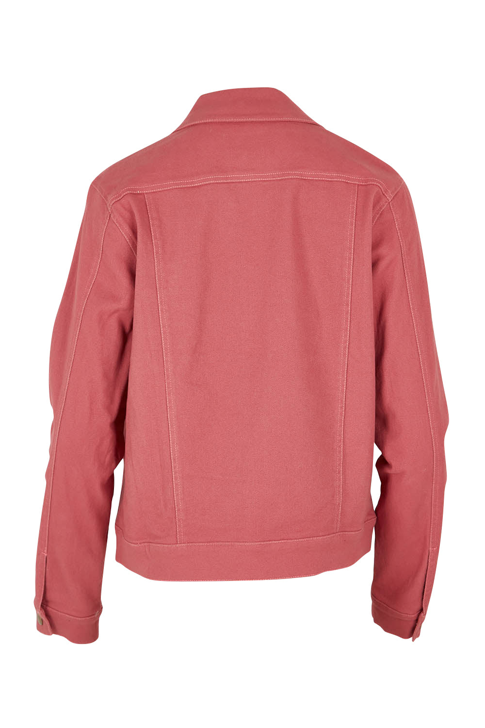 Product shot of The Denim Jacket in colour Smokeyrose (Pink), from the back