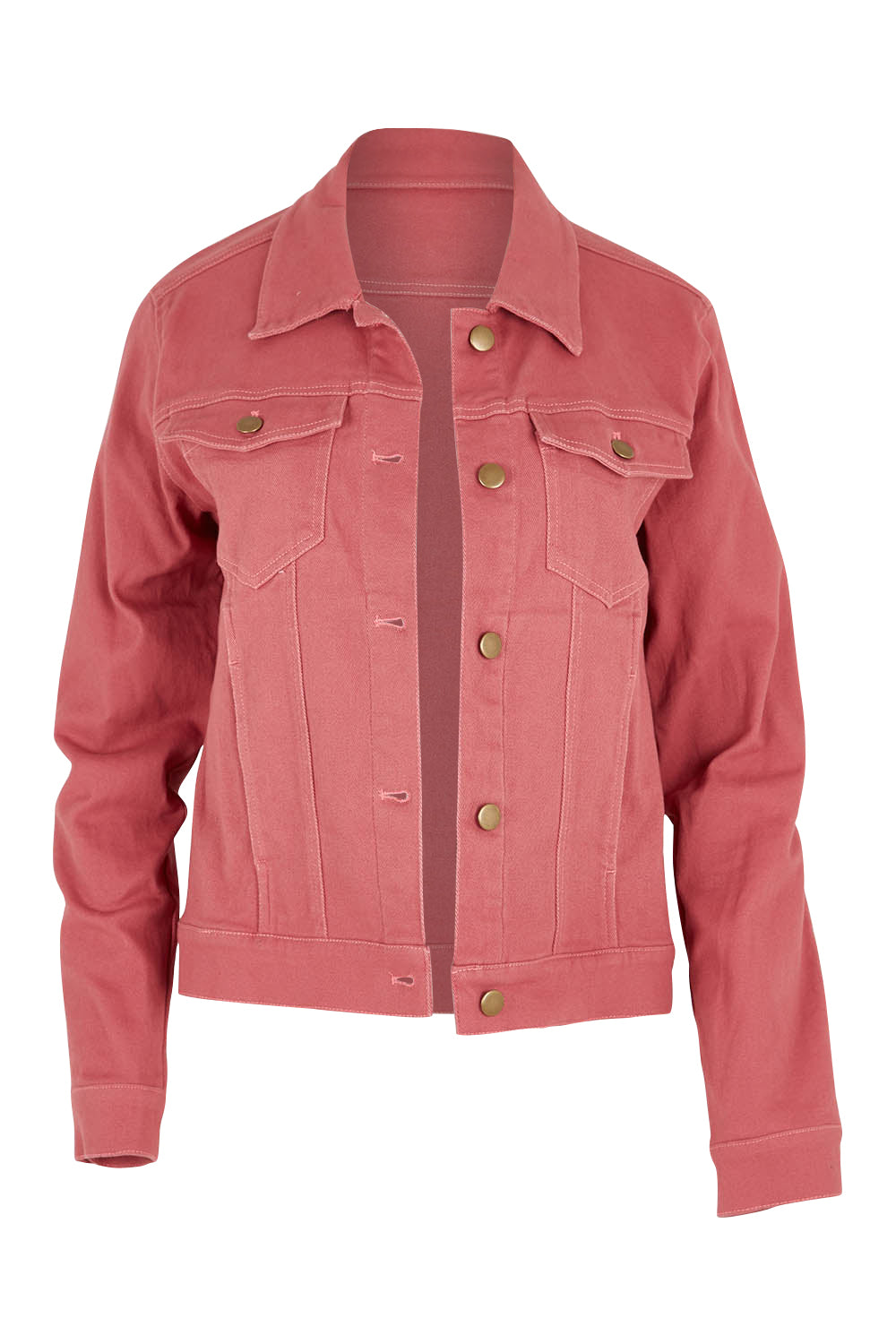 Product shot of The Denim Jacket in colour Smokeyrose (Pink), from the front